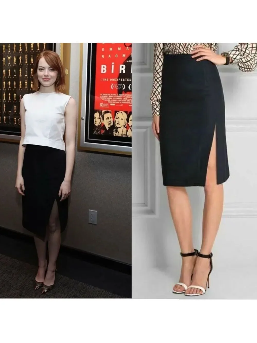 Altuzarra black pencil skirt side slit Sz 36 NWOT